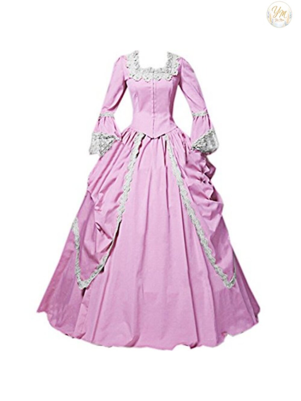 Women's Victorian Marie Antoinette Costume Lace Ball Gown Dress